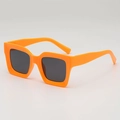Retro hip hop chunky square orange sunglasses with dark lenses and UV400 protection - Orange Frame Gray Lens