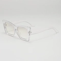 Minimalist jelly-colored square sunglasses with transparent frames and 45-degree side view - Transparent Frame Milky White