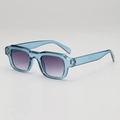 Modern square blue transparent sunglasses with purple gradient lenses for men and women - Transparent Blue Frame Gradient Grey Lens (NF3333)