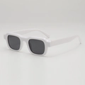 Modern white square frame sunglasses with dark lenses in a minimalist trendy style - White Frame Gray Lens