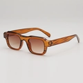 Retro square tortoiseshell sunglasses with brown gradient lenses and thick resin frame - Wood Grain Frame Gradient Tea Lens (MS-2513)