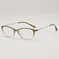 Retro TR90 square optical glasses frame with translucent grey-green front and silver metal arms - Gradient Green Frame