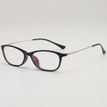 Classic black TR90 square frame glasses with silver metal temples on grey background - Black Frame