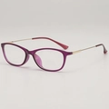 Retro TR90 square eyewear frame with purple translucent finish and gold metal temples - Purple Frame