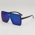 Lunettes de soleil bouclier miroir bleues surdimensionnées avec monture noire - Monture Noire Verres Miroir Vert