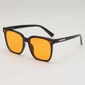 Retro square frame sunglasses with black glossy finish and orange tinted lenses - Black Frame Orange Lens