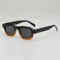 Square frame sunglasses with black and tortoise shell gradient finish and dark lenses - Black Tortoiseshell Gradient Gray Lenses