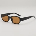Vintage dopamine leopard square sunglasses with thick black frames and amber lenses - Black Frame Tea Lens