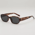 Retro square leopard print sunglasses with dark lenses for a vintage street style look - Leopard Frame Grey Lens
