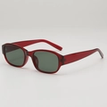 Retro square leopard print sunglasses with dark red frames and green lenses for women - Red Frame Green Lens