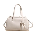 Piccola borsa quadrata bianco crema con trama litchi e tracolla rimovibile donna - Bianco