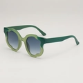 Occhiali da sole ondulati con montatura verde bicolore e lenti blu sfumate di tendenza - Montatura verde con sfumatura blu