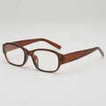Retro leopard print square sunglasses with translucent brown frames and wide temples - Tea Frame Clear Lens