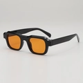 Retro square sunglasses with thick black frame and vibrant orange tinted lenses - Black Frame Orange Lens
