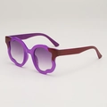 Irregular purple wavy petal frame sunglasses with gradient lenses and burgundy detail - Purple Frame Gradient Purple