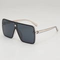 Oversized square sunglasses with dark grey lenses and transparent grey frames for women - Light Brown Frame Gray Lens