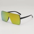 Lunettes de soleil bouclier oversize avec verres miroir dégradés jaune-vert et cadre noir - Monture Noire Verres Miroir Rouge