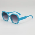 Oversized wavy geometric sunglasses in light blue with grey gradient lenses - Sky Blue Frame Gradient Grey