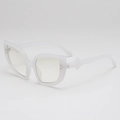 Occhiali da sole bianchi cat-eye con aste geometriche a stella e lenti trasparenti - C03 Z-3 / Montatura Bianco Jelly Lenti Bianche