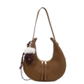Sac hobo marron givré avec pendentif gant en peluche et double fermeture éclair - Brun Sans Pendentif