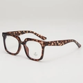 Square leopard print sunglasses with UV400 and anti-blue light protection - Tortoise Frame Anti-Blue Light Clear Lens