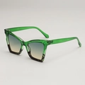 Occhiali da sole cat eye con montura verde trasparente e lenti sfumate alla moda - Montatura Floreale Verde Lente Sfumata Verde-Giallo
