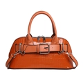 Orange shell-shaped handbag with crocodile pattern and adjustable crossbody strap - Orange