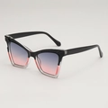 Cat eye sunglasses with black and transparent pink frame and blue-pink gradient lenses - Black Pink Frame Grey-Pink Gradient Lens