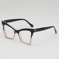 Cat eye sunglasses in black and transparent red two-tone frame with sleek temples - Black Pink Frame Clear Lens