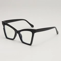 Cat eye glasses in glossy black frame with clear lenses for a trendy fashion look - Black Frame Clear Lenses