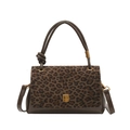 Chic leopard print and brown leather handbag with a gold twist lock and a knotted handle - Leopard Coffee