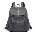 Zaino minimalista da donna in pelle PU grigio scuro con design a pieghe e tasche con zip - Grigio