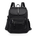 Zaino minimalista in ecopelle nera con tasche multiple per donne in viaggio - Nero