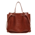 Bolso tote para mujer en cuero encerado marrón caramelo con asas dobles y correa larga - Marrón Amarillento