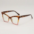 Cat eye sunglasses in tortoiseshell and pink orange gradient finish frame - Leopard / Clear Lens