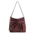 Borsa sottobraccio retrò in pelle bordeaux con design a pieghe e tracolla regolabile - Rosso