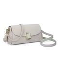 Elegant pale pink rectangle crossbody bag with polished gold buckle and adjustable strap - Off White