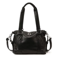 Bolso hobo minimalista de cuero PU negro con correa ajustable y detalles plateados - Negro