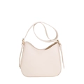 Bolso de hombro media luna blanco crema minimalista con cordón y detalles dorados - Blanco Roto