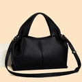 Elegante borsa a mano in pelle nera con finiture dorate e tracolla rimovibile - Piccolo / Nero