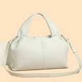 Elegante borsa a nuvola color crema in pelle con manico e tracolla regolabile da donna - Piccolo / Bianco Sporco