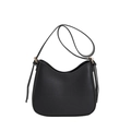 Bolso hobo negro minimalista de cuero liso con detalles metálicos dorados - Negro