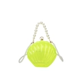 Neon yellow shell-shaped acrylic bag with pearl handles and chain strap - Neon Yellow