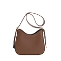 Bolso bandolera minimalista marrón café en cuero mate con correa ajustable - Marrón