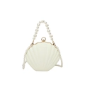 Off-white shell-shaped acrylic clutch with large pearl handle and gold accents - White