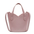 Rosa PU-Leder Beuteltasche mit V-förmigem Design und abnehmbarem Schultergurt - Rosa