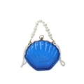 Blue shell-shaped acrylic evening bag with pearl handle and golden metal clasp - Blue