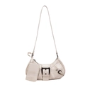Retro beige underarm bag in faux leather with matte black buckle and mini pouch - Off White