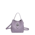 Lavender purple bucket bag with lychee texture and silver twist lock closure - Purple