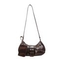 Dark brown retro underarm bag with vintage leather texture and metal buckle detail - Brown